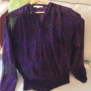 Michael Kors V Neck Long Sleeve Blouse Sz L